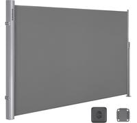 Paravent Extérieur 180 X 400 Cm (H X L), Store Latéral Pour Balcon Et Terrasse, Paravent Retractable - Gris Clair