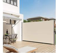 SONGMICS 2 x 3,5 m (H x l) - Store latéral rétractable - Paravent - Pare-Soleil - pour Balcon, terrasse, Jardin - avec Fixation au Sol - Protection de la Vie privée - Beige GSA205E