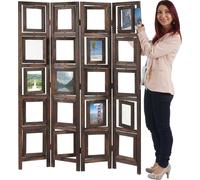 Paravent galerie de photographies II, cloison de séparation, marron, 160x125cm Marron