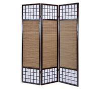 Homestyle4u 3 pan Diviseur de pièce paravent Taille spéciale 2 m de Hauteur - Bois diviseur Shoji avec Bambou au Riz Brun Blanc