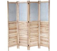 Paravent HWC-D27, cloison de séparation en bois et métal, 170x160x2 cm