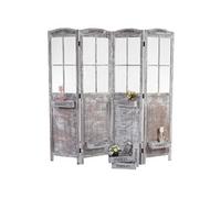 Paravent MENDLER HWC-M66 4 panneaux look shabby 170x180x22cm brun-gris Gris G
