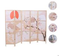 Paravent HWC-O70 Bois MVG Polyéthylène 170x227cm Fleurs de cerisier