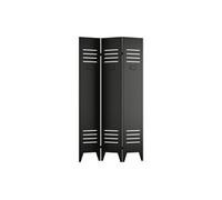 Paravent industriel porte de casier en métal 3 pans - L. 107 x H. 178 cm - Noir - CASILY