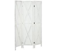 HOMCOM Paravent séparateur de pièce cloison intérieur Pliable 3 Panneaux en Bois dim.120 x 170 cm Blanc Vieilli