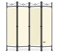 Paravent intérieur 4 Panneaux 180 x 163 cm Séparateur de pièce Pliable crème Cloison de séparation intérieur Maison