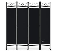 Paravent intérieur 4 Panneaux 180 x 163 cm Séparateur de pièce Pliable Noir Cloison de séparation intérieur Maison