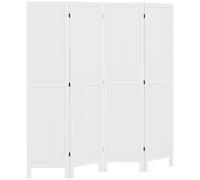 HOMCOM Paravent en Bois séparateur de pièce closion intérieur Pliable 4 Panneaux en Bois 160 x 170 cm Blanc