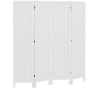HOMCOM Paravent en Bois séparateur de pièce closion intérieur Pliable 4 Panneaux en Bois 160 x 170 cm Blanc