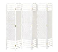 Paravent intérieur 6 panneaux pliables bois fibres blanc paille Blanc