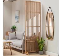 Paravent Intérieur Bambou Bois, Paravent Amovible Freestanding, Claustra Moderne pour Maison, Bureau, Salon, Cloison Décorative 1 Panneau(54cm/21.26in)