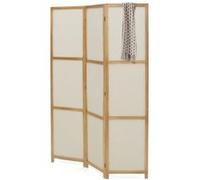 IDMarket – Paravent intérieur en bois et tissu beige