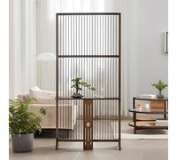 Paravent Intérieur Bois, Séparation du Sol Au Plafond, Grille Décorative Ajustable avec Étagères Ouvertes, Cloison Décorative pour Chambre, Salon, Bureau(Brown)