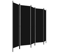Paravent Interieur Cadre stable Noir - Cloison de séparation 5 panneaux Noir 250x180cm 4.47 Kg 827984 2860257