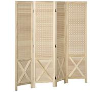Paravent intérieur - HOMCOM - 4 panneaux - panneau perforé - pour salon, chambre maison - en bois - 152 x 144,5 cm - bois naturel