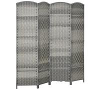 Paravent intérieur en bois 4 panneaux 180 x 180 cm séparateur de pièce pliable bois gris
