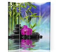 Paravent intérieur Fleurs Réversible 4 Panneaux Bambou Multicolore 145x150 cm