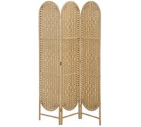 HOMCOM Paravent Interieur Ovale 3 Panneaux 120 x 170 cm séparateur de pièce Pliable, léger et tissé, Style bohème, cloison de séparation pour Salon Chambre à Coucher Maison, Bois Naturel