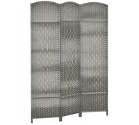 HOMCOM Paravent intérieur en Bois, 3 Panneaux, 135 x 180 cm, séparateur de pièce Pliable, pour Salon, Chambre à Coucher, Maison, Gris