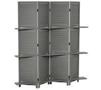 HOMCOM Paravent intérieur en Bois 4 Panneaux 160 x 170 cm, séparateur de pièce Pliable avec 3 étagères, cloison de séparation pour Salon, Chambre à Coucher, Maison, Gris