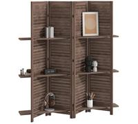 Paravent intérieur - HOMCOM - 4 panneaux - pliable - 3 étagères - en bois - 160 x 170 cm - noyer