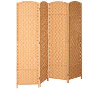 Paravent intérieur - HOMCOM - 4 panneaux - pliable - pour salon, chambre à coucher, maison - 180 x 180 cm - brun clair