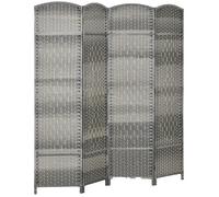 HOMCOM Paravent intérieur en Bois, 4 Panneaux, 180 x 180 cm, séparateur de pièce Pliable, pour Salon, Chambre à Coucher, Maison, Gris mélangé