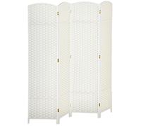 Paravent interieur - HOMCOM - en bois - 4 panneaux - 160 x 170 cm - pour salon, chambre à coucher - blanc