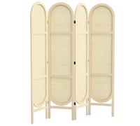 Paravent interieur - HOMCOM - en bois 4 panneaux - 170 x 160 cm - pliable et portable - motif tissé à la main - bois naturel