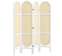 Paravent interieur - HOMCOM - en bois 4 panneaux - 170 x 160 cm - pliable et portable - motif tissé à la main - blanc