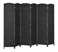 Paravent interieur - HOMCOM - en bois - 6 panneaux - 240 x 170 cm - pour salon, chambre à coucher - noir