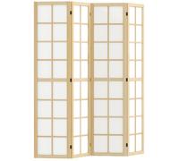 HOMCOM Paravent Interieur Pliable 4 Panneaux 160 x 170 cm séparateur de pièce en Bois closion de séparation pour Salon Chambre à Coucher Maison, Bois Naturel