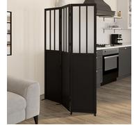 Paravent intérieur IDMARKET noir et vitres opaques