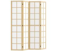 Paravent interieur - HOMCOM - pliable 4 panneaux - 160 x 170 cm - pour salon chambre à coucher maison - naturel