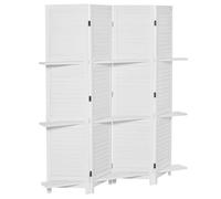 Paravent intérieur - séparateur de pièce - HOMCOM - 4 panneaux pliable avec 3 étagères - bois - 160x170cm - blanc