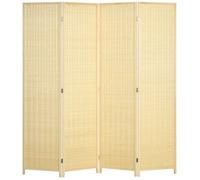 HOMCOM Paravent Interieur en Bois 4 Panneaux 180 x 180 cm séparateur de pièce Pliable cloison de séparation pour Salon Chambre à Coucher Maison, Bois Naturel