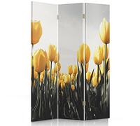 Paravent intérieur Tulipes Réversible 3 Panneaux Jaune 110x150 cm