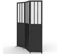 Paravent intérieur verrière atelier noir et vitres opaques