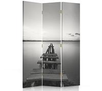 Paravent intérieur Vieux Pont Réversible Noir et Blanc 110x150 cm