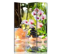 Paravent intérieur Zen Réversible 3 Panneaux Fleurs Multicolore 110x180 cm