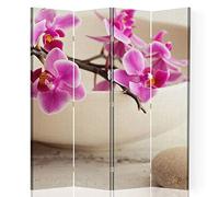 Paravent intérieur Zen Spa Réversible 4 Panneaux Orchidées Rose 145x180 cm