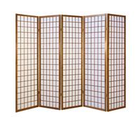 Paravent japonais 5 parties bois brun fonce