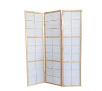 Paravent japonais bois naturel, séparateur de pièce 3 pans - Hauteur 175 cm x Longueur 132 cm