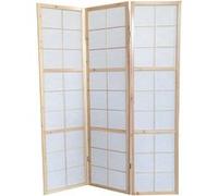 Paravent japonais bois naturel, séparateur de pièce 3 pans - Hauteur 175 cm x Longueur 132 cm - PEGANE - naturel G
