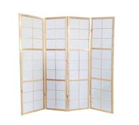 PEGANE Paravent Japonais Bois Naturel, séparateur de pièce 4 pans - Hauteur 175 cm x Longueur 176 cm