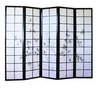 Paravent japonais en bois noir dessin bambou de…