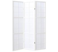 Paravent japonais grands carreaux bois blanc et papier de riz - 3 pans - Dim : H 178,6