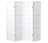 Paravent japonais grands carreaux bois blanc et papier de riz - 4 pans - Dim : H 178,6