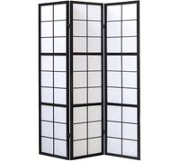 Paravent japonais grands carreaux bois noir et papier de riz - 3 pans - Dim : H 178,6