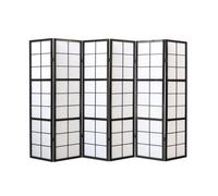 Paravent japonais grands carreaux bois noir et papier de riz - 6 pans - Dim : H 178,6